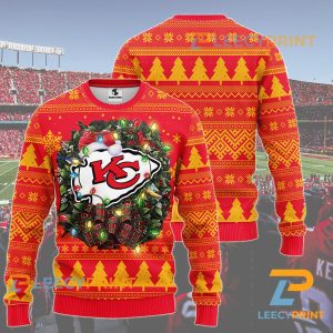 NFL Kansas City Chiefs Wreath Christmas Ugly Sweater 1