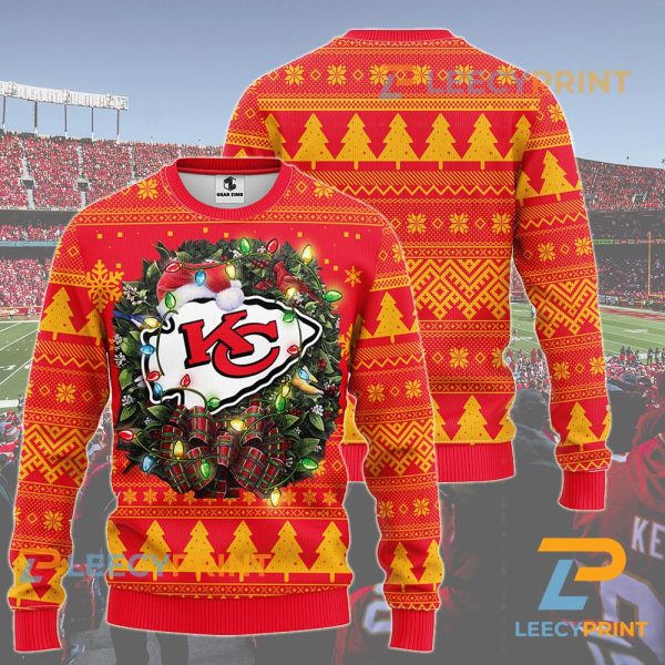 NFL Kansas City Chiefs Wreath Christmas Ugly Sweater