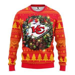 NFL Kansas City Chiefs Wreath Christmas Ugly Sweater 2