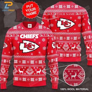 Personalized Kansas City Chiefs Custom Name Red Ugly Christmas Sweater
