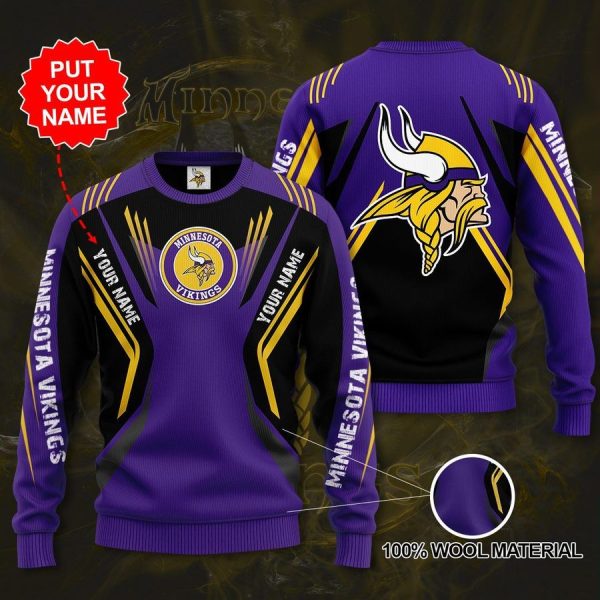 Personalized Name Minnesota Vikings Purple Ugly Sweater