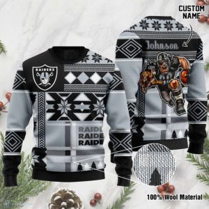 Personalized Raiders Snowflake Christmas Ugly Sweater