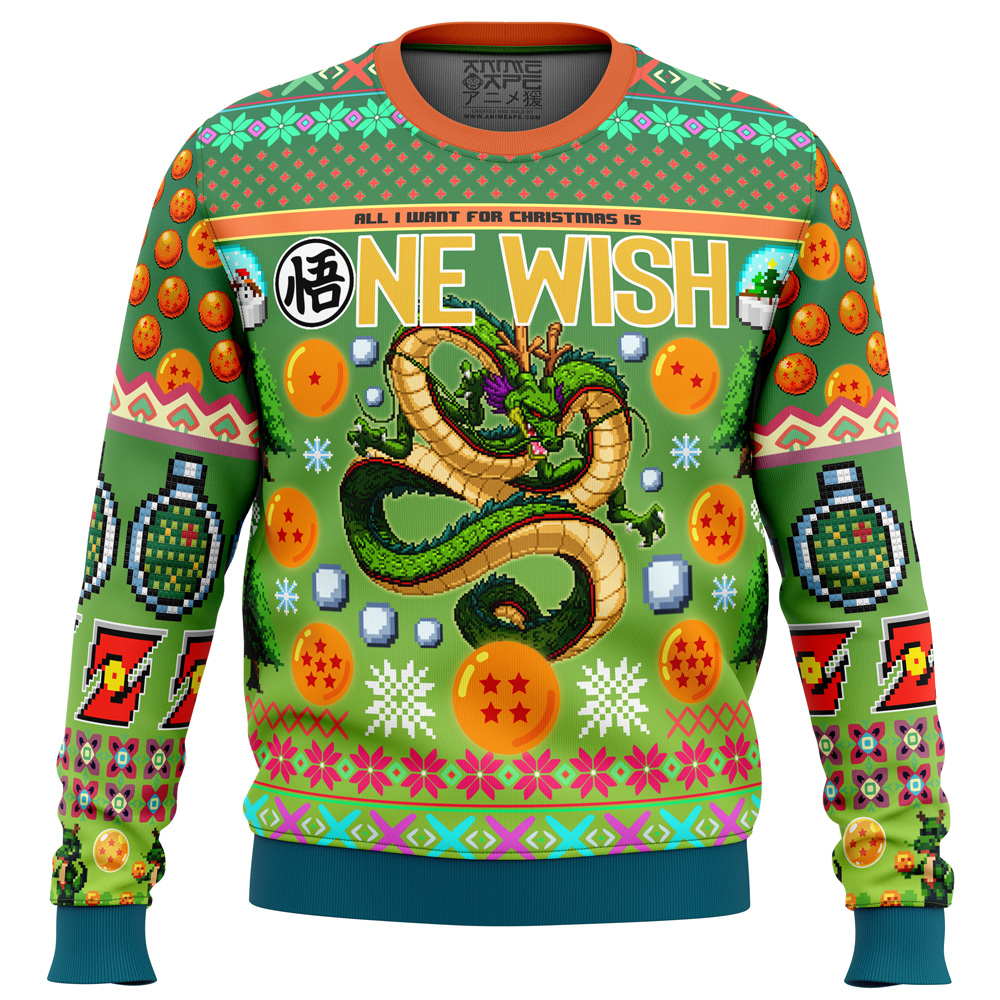 Shenron Dragon Ball Z One Wish Green Ugly Christmas Sweater