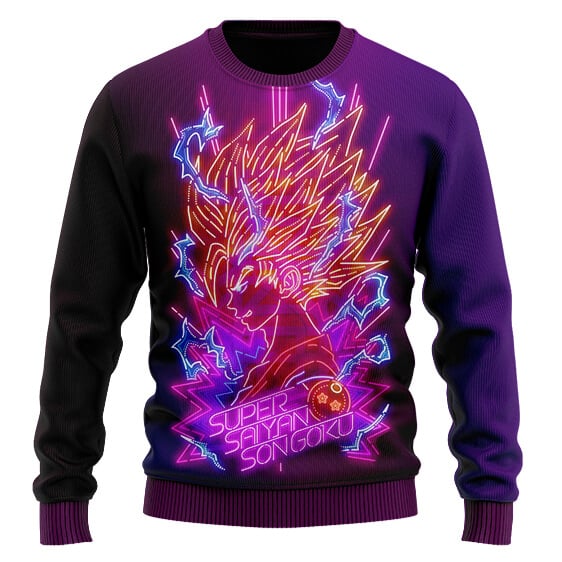 Super Saiyan 2 Goku Neon Lights Ugly Xmas Sweater