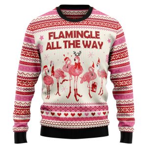Flamingo Flamingle All The Ways Pink Flamingo Christmas Sweater 2