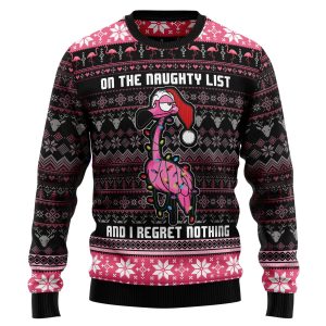 Flamingo Naughty List Sweater Christmas Unisex Flamingo Holiday Sweater 1
