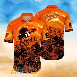 Orioles Palm  Forest Button Down MLB Hawaiian Shirt