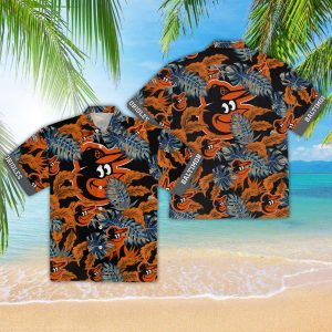 Orioles Tropical Leaves Black MLB Hawaiian Shirt for Men Women
