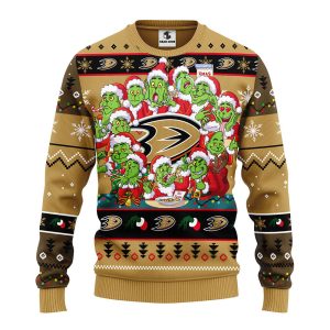 Anaheim Ducks 12 Grinch Xmas Day Ugly Christmas Sweater