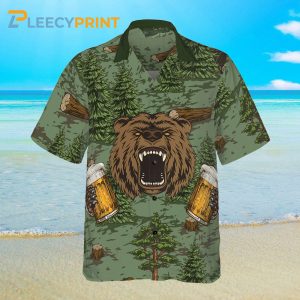 Camping Angry Bear Drink Beer Hawaiian Shirt