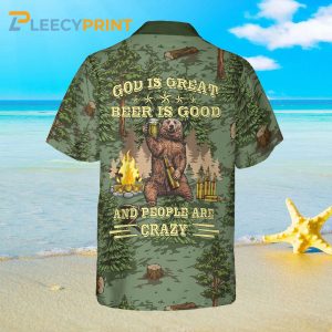 Camping Angry Bear Drink Beer Hawaiian Shirt 2