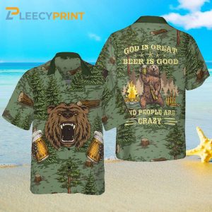 Camping Angry Bear Drink Beer Hawaiian Shirt 3