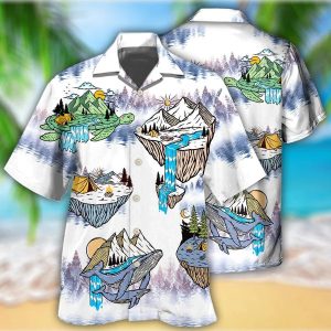 Camping Land Turtle Whale Myth Hawaiian Shirt