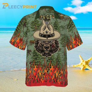Camping Sheriff Bear Drink Beer Hawaiian Shirt 2