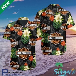 Frangipani Harley Davidson Summer Flower Hawaiian Shirt
