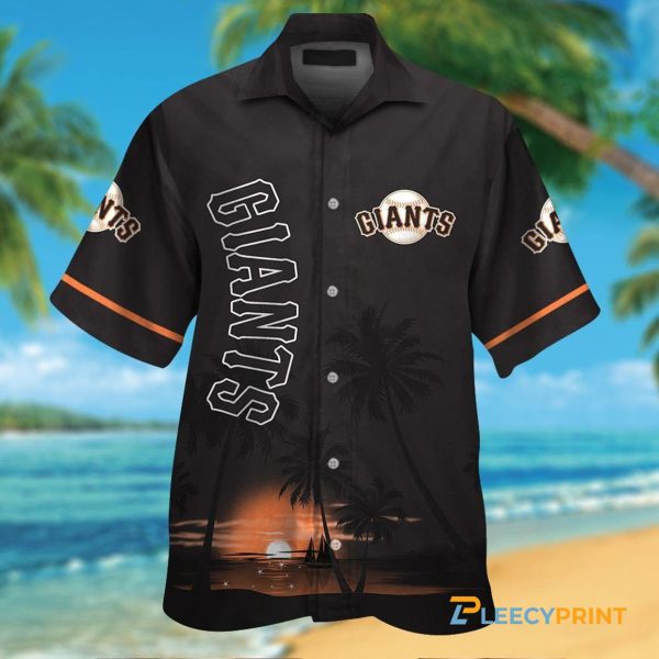 San Francisco Giants Sunrise Short Sleeve Tropical Black Hawaiian Shirt