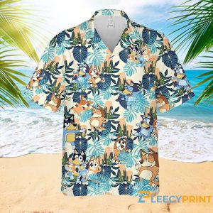 Bluey Cute Tropical Leaves Hawaiian Shirt