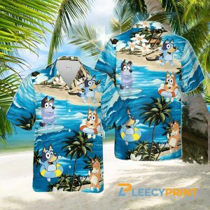 Bluey Dad Summer Beach Family Kid Hawaiian Shirt