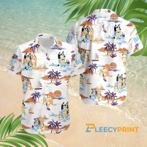 Bluey Summer Vacation Family Kids Hawaiian Shirt