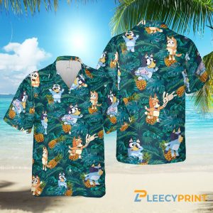 Funny Bluey Aloha Beach Pineapple Hawaiian Shirt For Women