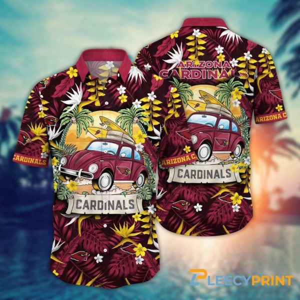 NFL Arizona Cardinals Hawaii Shirt Car Plam Tree Aloha Shirt