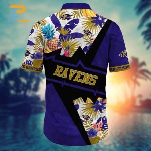 Baltimore Ravens Tropical Floral Leaves NFL Hawaiian Shirt 2 Baltimore Ravens Tropical Floral Leaves NFL Hawaiian Shirt 3