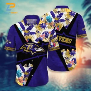 Baltimore Ravens Tropical Floral Leaves NFL Hawaiian Shirt 3 Baltimore Ravens Tropical Floral Leaves NFL Hawaiian Shirt 4